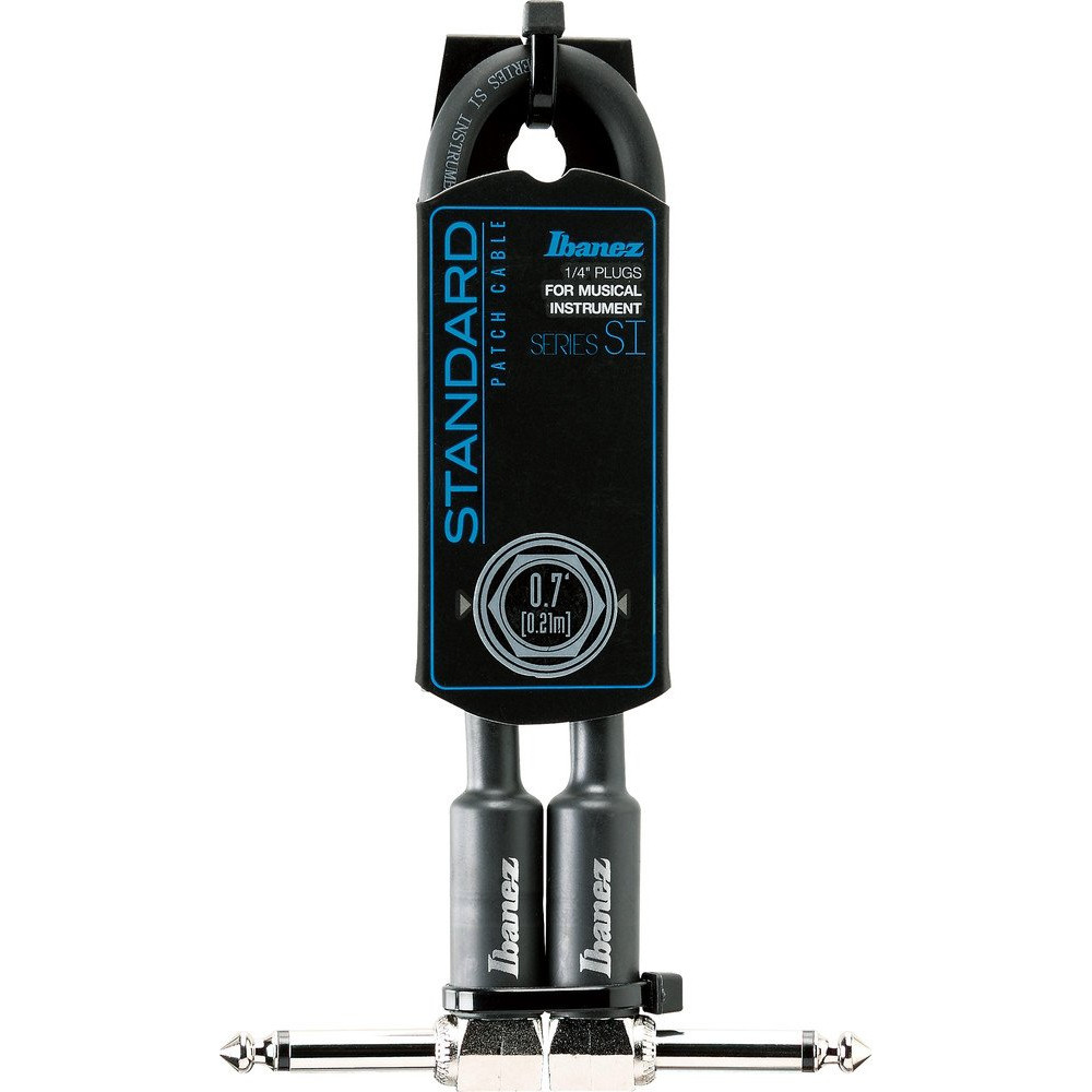 Ibanez SI07P SI Series (Standard) Guitar Instrument Cable - 2 Right Angle plugs Patch Cable - Male - Male, Black - 0,21 