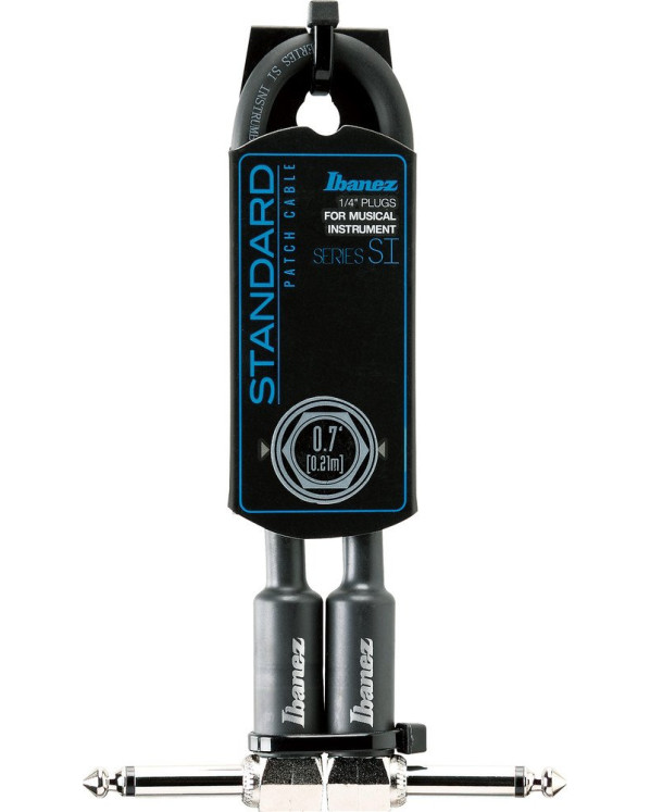 Ibanez SI07P SI Series (Standard) Guitar Instrument Cable - 2 Right Angle plugs Patch Cable - Male - Male, Black - 0,21 