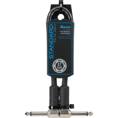 Ibanez SI07P-CCT SI Series (Standard) Guitar Instrument Cable - Patch Cable 2 Right Angle Plug Woven - Male - Male, Blac