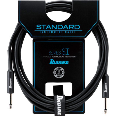 Ibanez SI10 Guitar Instrument Cable - SI Series (Standard) - 2 Straight Plugs - Male - Male, Black - 3,05 m / 10 ft