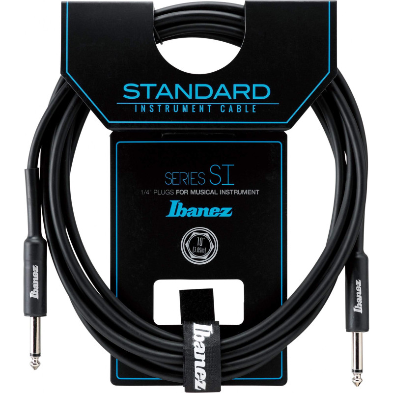 Ibanez SI10 Guitar Instrument Cable - SI Series (Standard) - 2 Straight Plugs - Male - Male, Black - 3,05 m / 10 ft