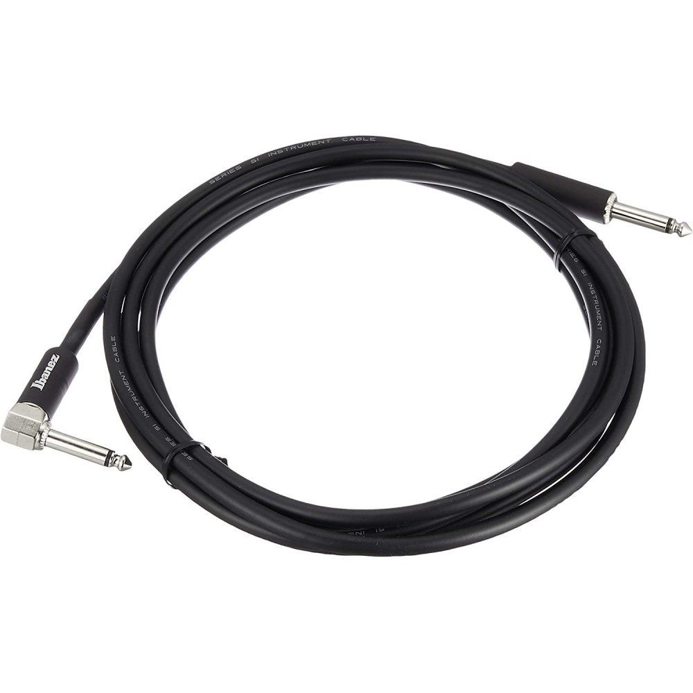 Ibanez SI10L SI Series (Standard) Guitar Instrument Cable- Straight & Right Angle plugs - Male - Male, Black - 3,05 m / 