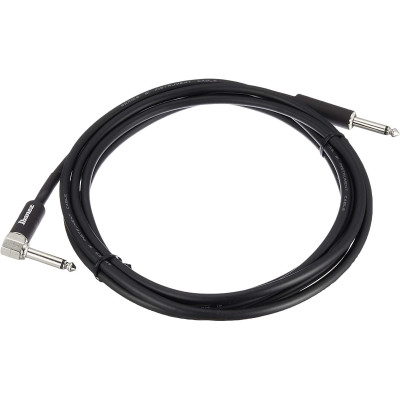 Ibanez SI10L SI Series (Standard) Guitar Instrument Cable- Straight & Right Angle plugs - Male - Male, Black - 3,05 m / 