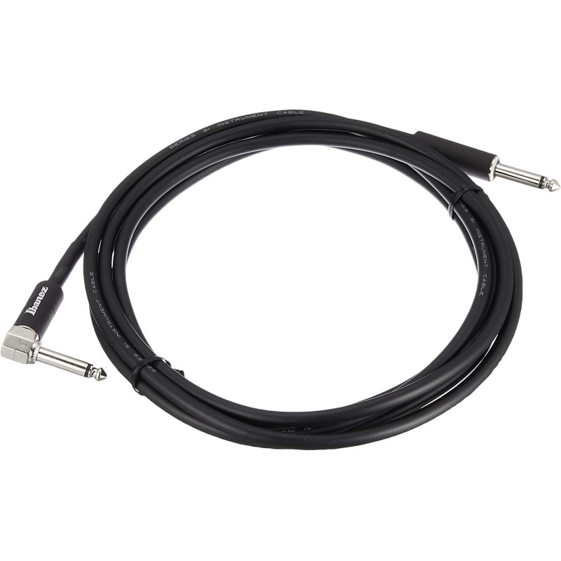 Ibanez SI10L SI Series (Standard) Guitar Instrument Cable- Straight & Right Angle plugs - Male - Male, Black - 3,05 m / 