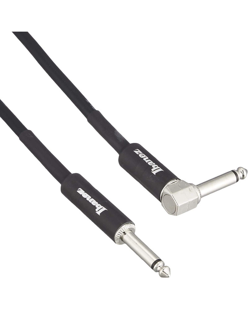 Ibanez SI10L SI Series (Standard) Guitar Instrument Cable- Straight & Right Angle plugs - Male - Male, Black - 3,05 m / 