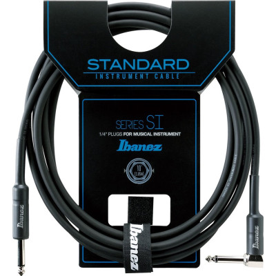 Ibanez SI10L SI Series (Standard) Guitar Instrument Cable- Straight & Right Angle plugs - Male - Male, Black - 3,05 m / 