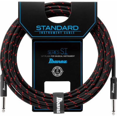 Ibanez SI20-BW SI Series (Standard) Guitar Instrument Cable - 2 Straight Plugs Woven - Male, Black x Wine - 6,10 m / 20 