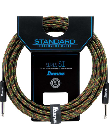 Ibanez SI20-CGR SI Series (Standard) Guitar Instrument Cable - 2 Straight Plugs Woven - Male - Male, Camouflage Green - 