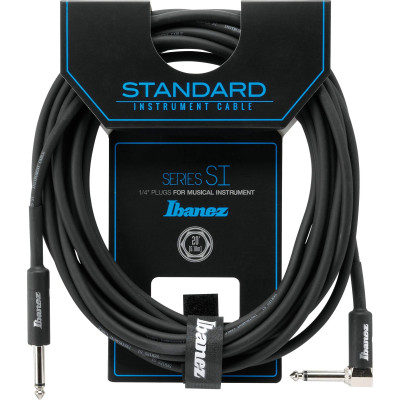 Ibanez SI20L SI Series (Standard) Guitar Instrument Cable - Straight & Right Angle plugs - Male - Male, Black - 6,10 m /