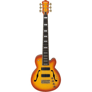 Ibanez TCB1006-ALM Thundercat Signature Hollow Body Bass 6-String - Autumn Leaf Burst Matte + Case