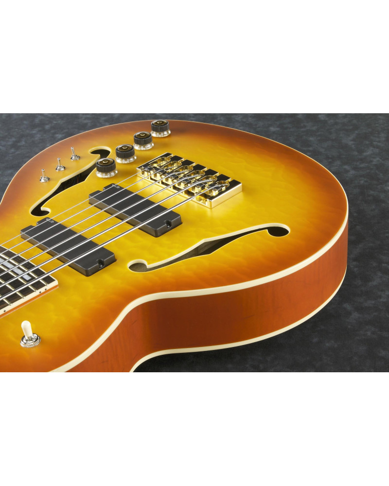 Ibanez TCB1006-ALM Thundercat Signature Hollow Body Bass 6-String - Autumn Leaf Burst Matte + Case