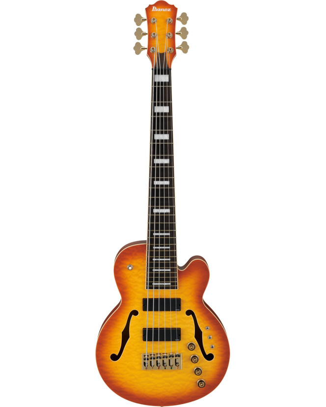 Ibanez TCB1006-ALM Thundercat Signature Hollow Body Bass 6-String - Autumn Leaf Burst Matte + Case