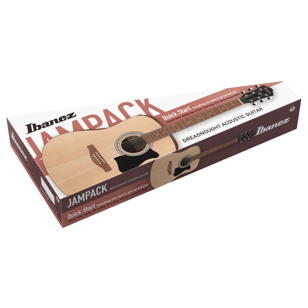 Ibanez V50LNJP-OPN Jampack Acoustic Guitar Set 6-String Lefty - Open Pore Natural + Gig Bag, Strap, Tuner & Picks