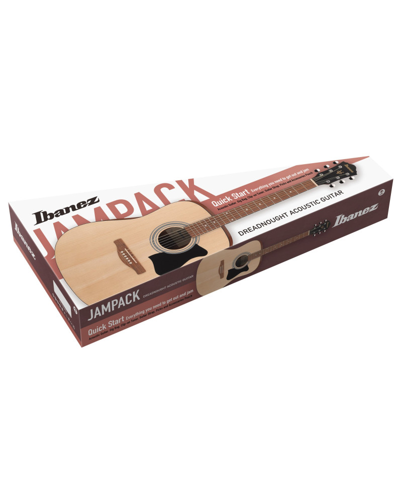 Ibanez V54NJP-OPN Jampack Acoustic Guitar Set 6-String - Open Pore Natural + Gig Bag, Strap, Tuner & Picks