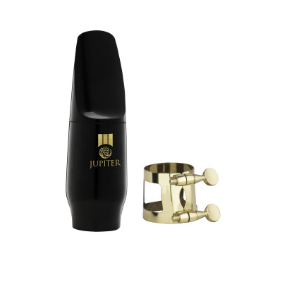 Jupiter JWM-ASK2 Mouthpiece, cap + gold-lacquered ligature, for Alto Saxophone