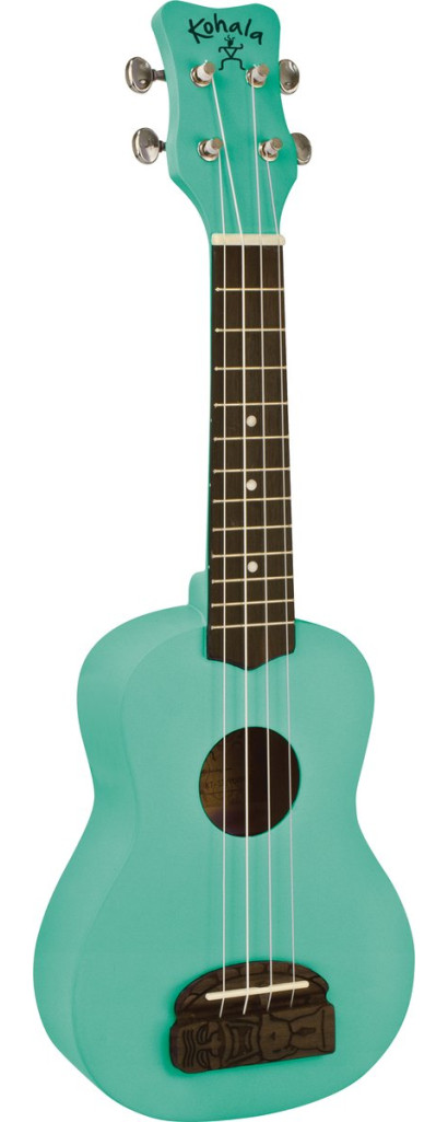 Kohala LKO-KT-SSG Soprano Ukulele, Tiki Series, seafoam green
