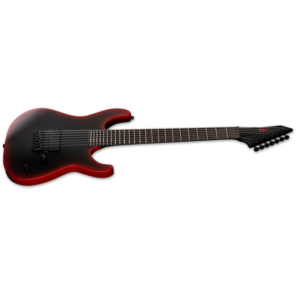 LTD M-7HT Baritone Black Metal II Black Red Burst Satin
