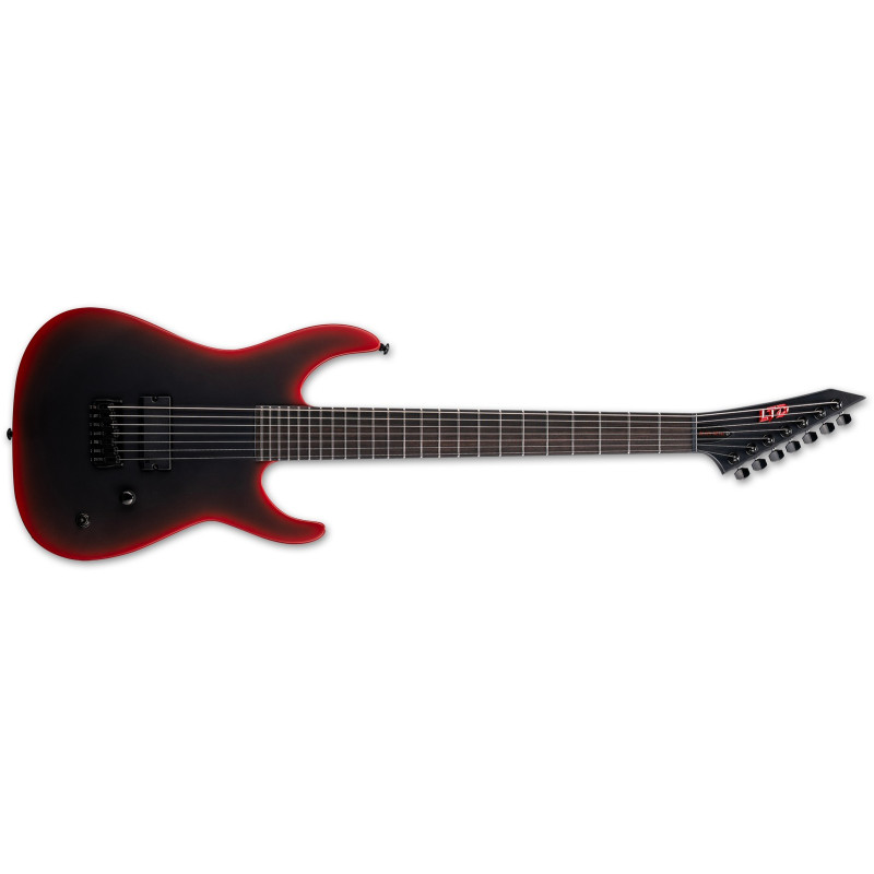 LTD M-7HT Baritone Black Metal II Black Red Burst Satin