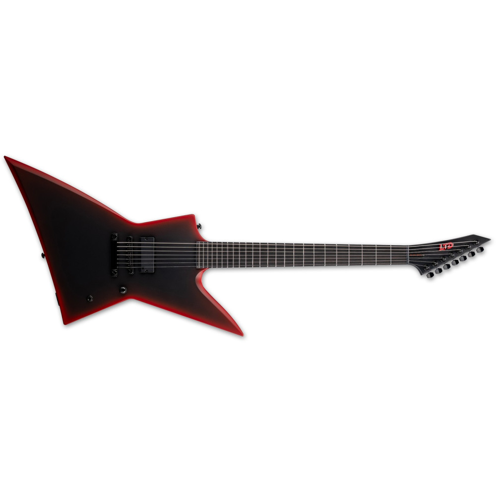 LTD EXL-7 Baritone Black Metal II Black Red Burst Satin