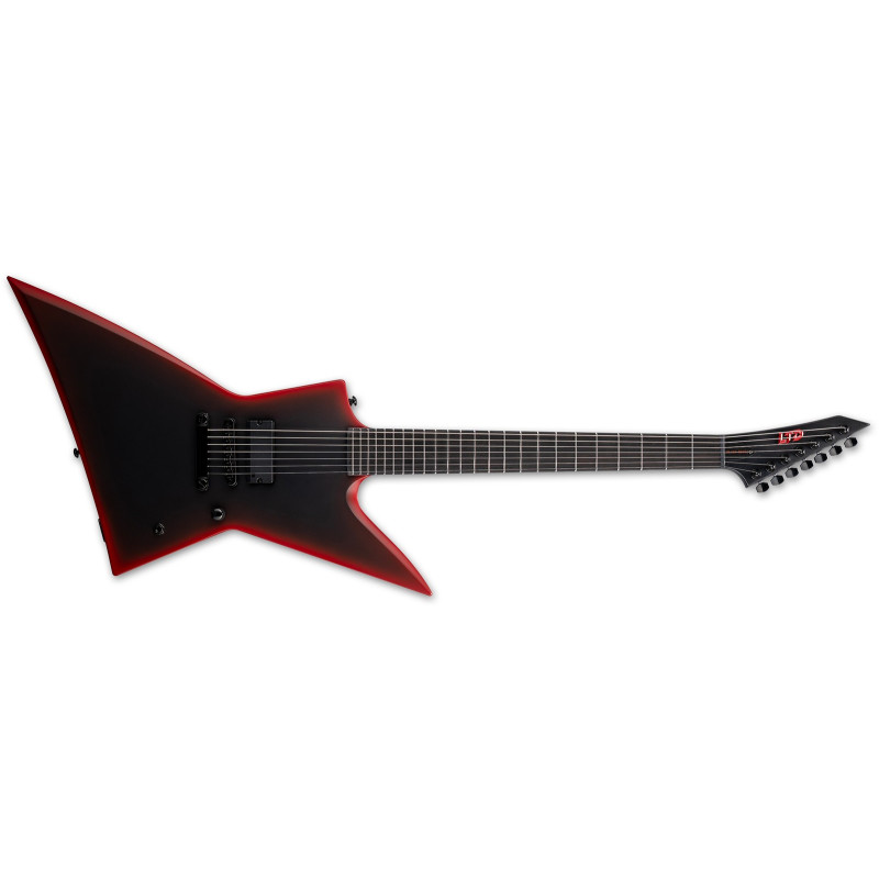 LTD EXL-7 Baritone Black Metal II Black Red Burst Satin