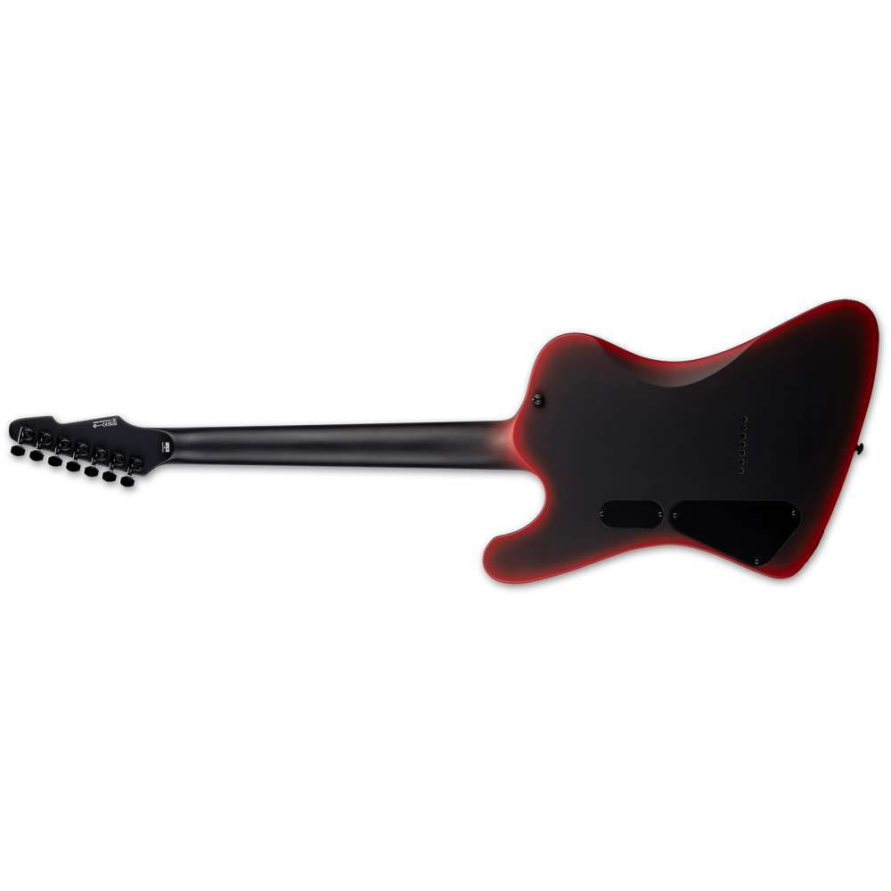 LTD Phoenix-7 Baritone Black Metal II Black Red Burst Satin