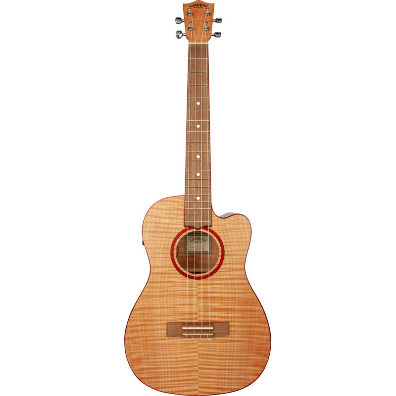 Lanikai LKUFM-CEB Baritone Ukulele, Flame Maple Series, Cutaway, Preamp, Gigbag