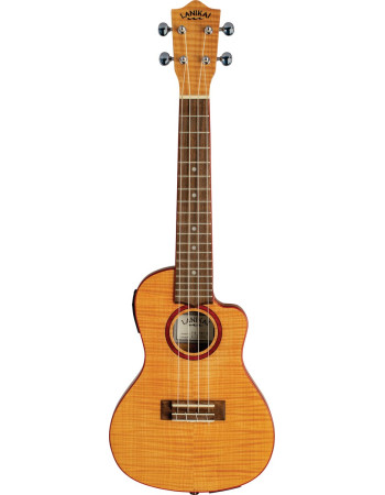 Lanikai LKUFM-CETC Concert Ukulele, Flame Maple Series, Thin Body, Cutaway, Pream p, Gigbag