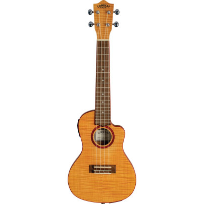 Lanikai LKUFM-CETC Concert Ukulele, Flame Maple Series, Thin Body, Cutaway, Pream p, Gigbag
