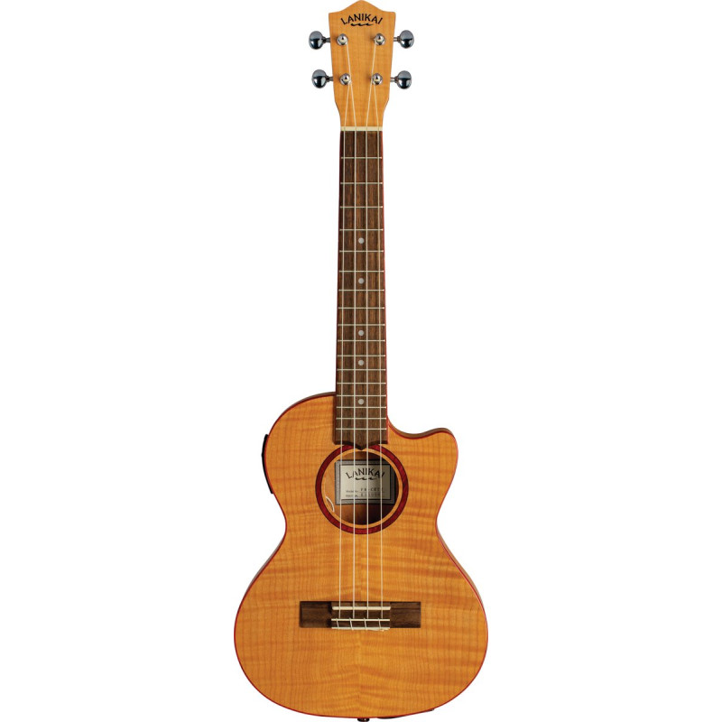 Lanikai LKUFM-CETT Tenor Ukulele, Flame Maple Series, Thin Body, Cutaway, Preamp, Gigbag