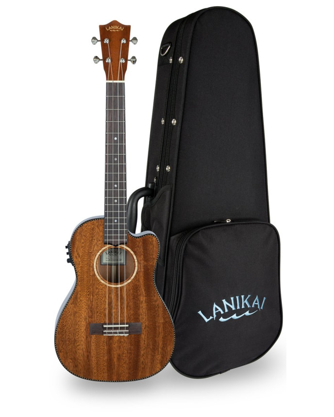 Lanikai LKUMAS-CEB Baritone Ukulele, All Solid Mahogany Series, Cutaway, Preamp, Softcase