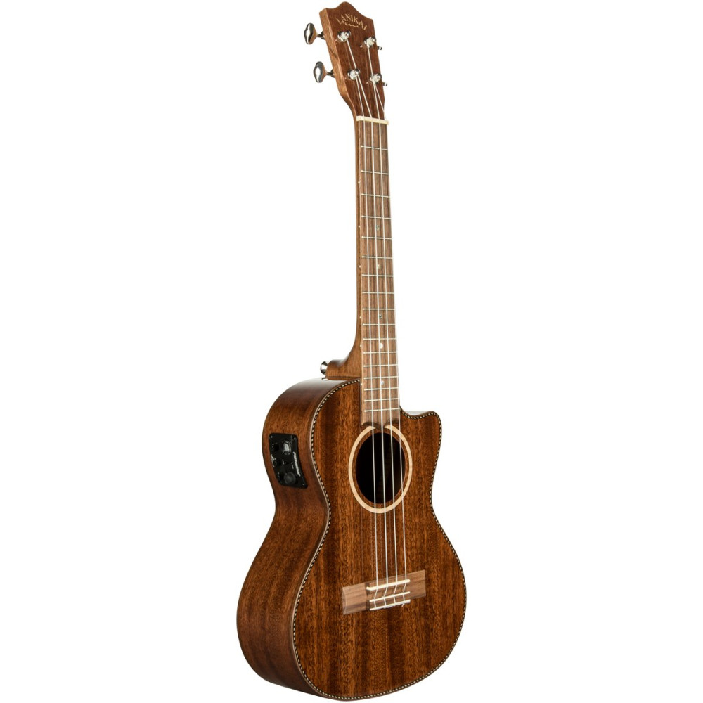 Lanikai LKUMAS-CET Tenor Ukulele, All Solid Mahogany Series, Cutaway, Preamp, Sof tcase