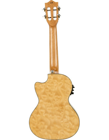 Lanikai LKUQM-NACET Tenor Ukulele, Quilted Maple Series, Natural, Cutaway, Preamp, Softcase