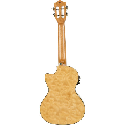 Lanikai LKUQM-NACET Tenor Ukulele, Quilted Maple Series, Natural, Cutaway, Preamp, Softcase