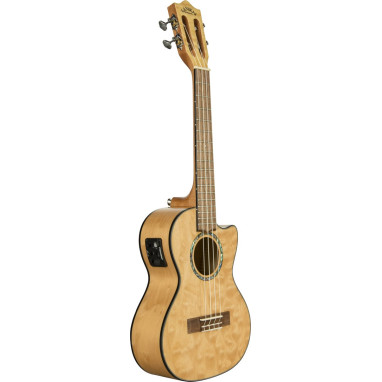 Lanikai LKUQM-NACET Tenor Ukulele, Quilted Maple Series, Natural, Cutaway, Preamp, Softcase
