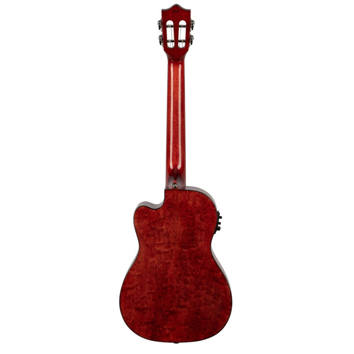 Lanikai LKUQM-RDCEB Baritone Ukulele, Quilted Maple Series, Red, Cutaway, Preamp, Softcase