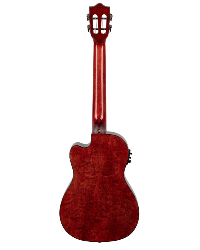 Lanikai LKUQM-RDCEB Baritone Ukulele, Quilted Maple Series, Red, Cutaway, Preamp, Softcase