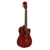 Lanikai LKUQM-RDCEB Baritone Ukulele, Quilted Maple Series, Red, Cutaway, Preamp, Softcase