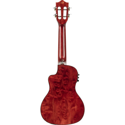 Lanikai LKUQM-RDCEC Concert Ukulele, Quilted Maple Series, Red, Cutaway, Preamp, S oftcase