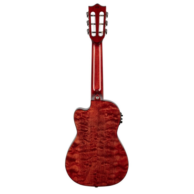 Lanikai LKUQM-RDCEG Guitarlele, Quilted Maple Series, Red, Cutaway, Preamp, Softca se