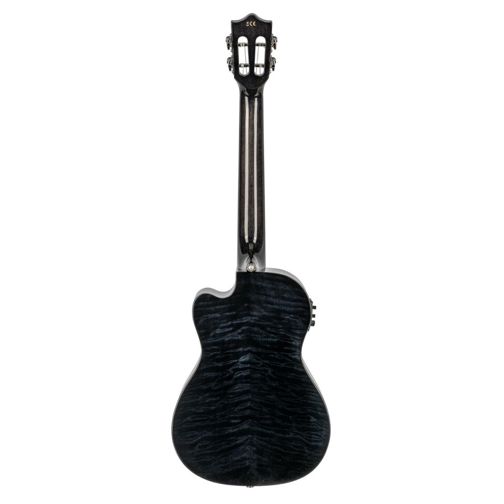 Lanikai LKUQMBKCEB Baritone Ukulele, Quilted Maple Series, Black, Cutaway, Preamp , Softcase