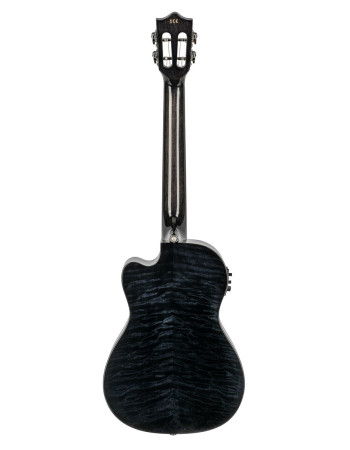 Lanikai LKUQMBKCEB Baritone Ukulele, Quilted Maple Series, Black, Cutaway, Preamp , Softcase