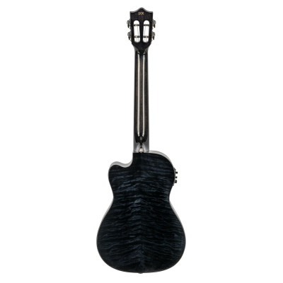 Lanikai LKUQMBKCEB Baritone Ukulele, Quilted Maple Series, Black, Cutaway, Preamp , Softcase
