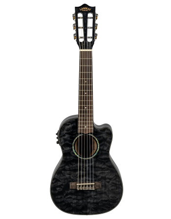 Lanikai LKUQMBKCEG Guitarlele, Quilted Maple Series, Black, Cutaway, Preamp, Soft case
