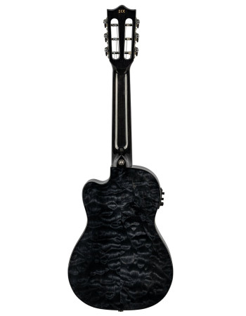 Lanikai LKUQMBKCEG Guitarlele, Quilted Maple Series, Black, Cutaway, Preamp, Soft case