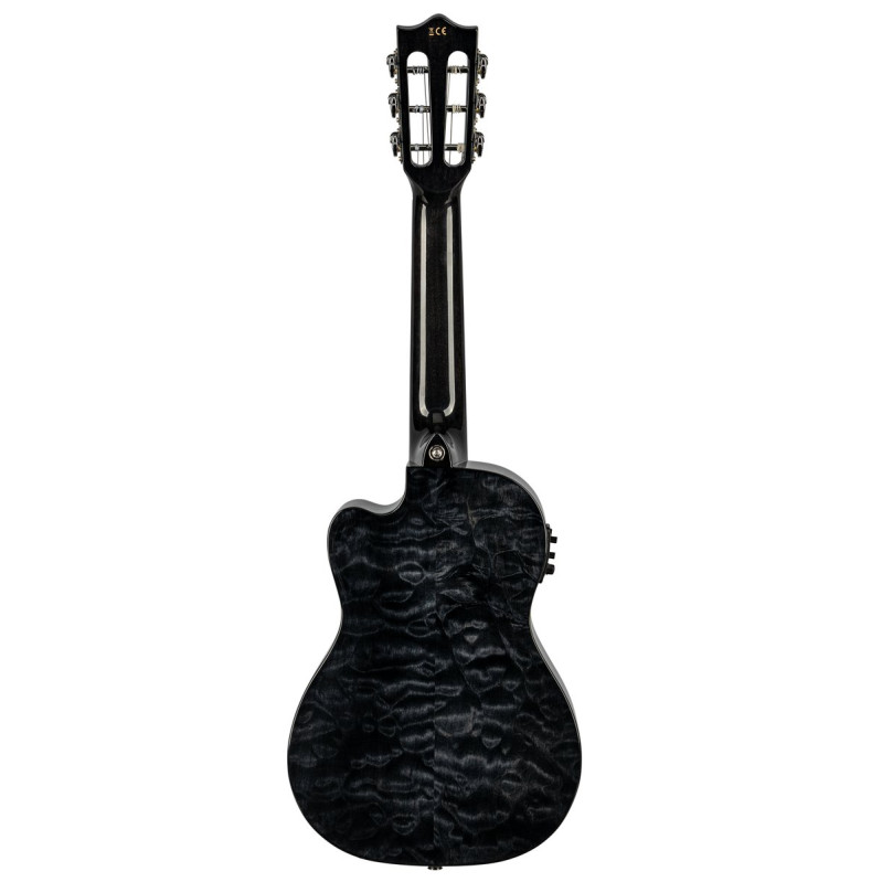 Lanikai LKUQMBKCEG Guitarlele, Quilted Maple Series, Black, Cutaway, Preamp, Soft case