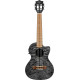 Lanikai LKUQMBKCET Tenor Ukulele, Quilted Maple Series, Black, Cutaway, Preamp, S oftcase