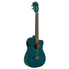 Lanikai LKUQMBLCEB Baritone Ukulele, Quilted Maple Series, Blue, Cutaway, Preamp, Softcase