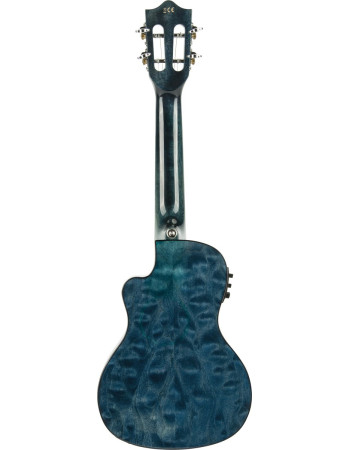 Lanikai LKUQMBLCEC Concert Ukulele, Quilted Maple Series, Blue, Cutaway, Preamp, Softcase