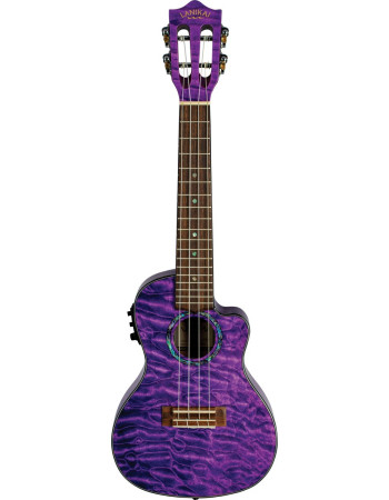 Lanikai LKUQMPUCEC Concert Ukulele, Quilted Maple Series, Purple, Cutaway, Preamp , Softcase