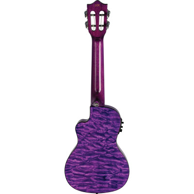 Lanikai LKUQMPUCEC Concert Ukulele, Quilted Maple Series, Purple, Cutaway, Preamp , Softcase
